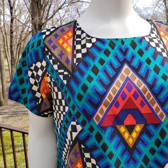 MARA HOFFMAN Blue Bazaar printed shift tee dress M - Picture 5 of 7